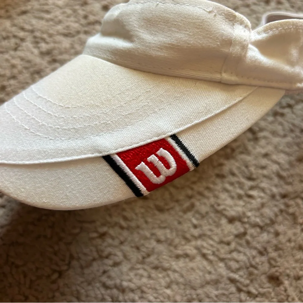 Wilson White Sun Visor with Red Logo Tab - Picture 2 of 4